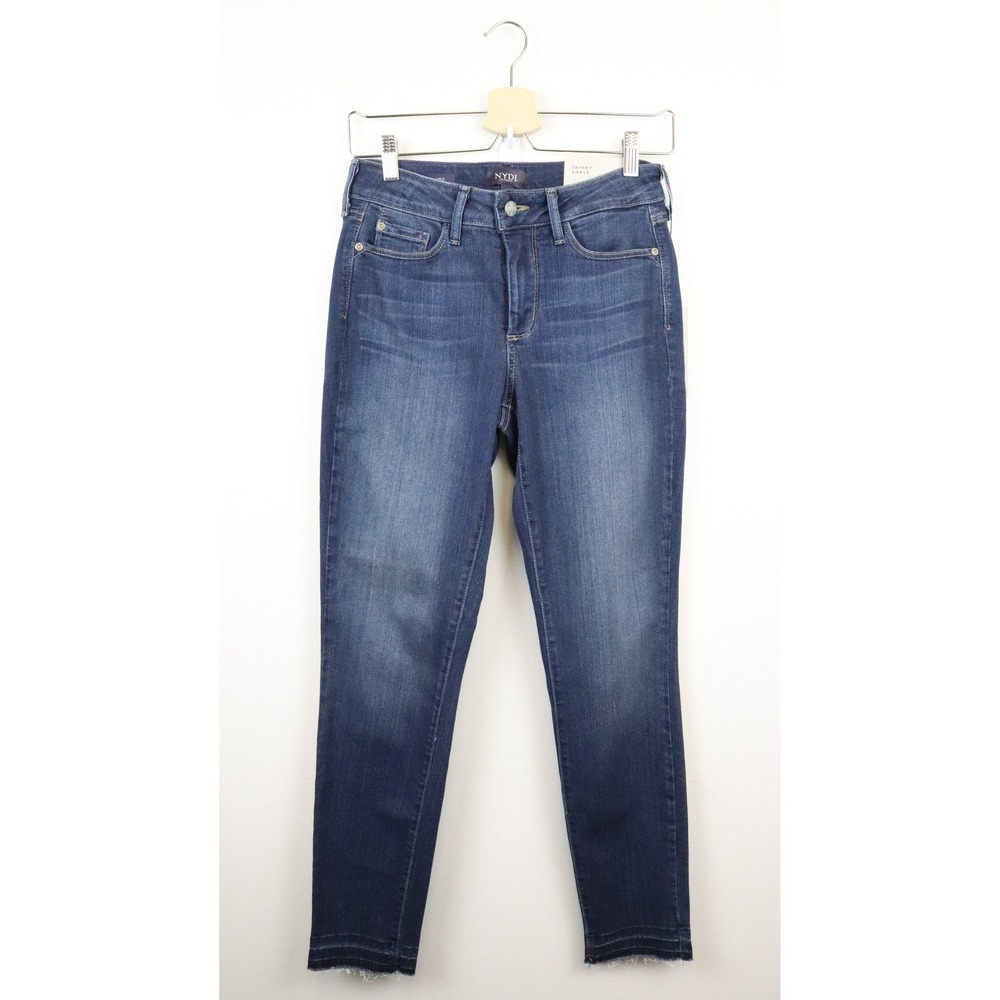 NWT NYDJ Ami Skinny Ankle Jeans 2 Dark Wash Blue Denim Released Hem‎ Mid Rise